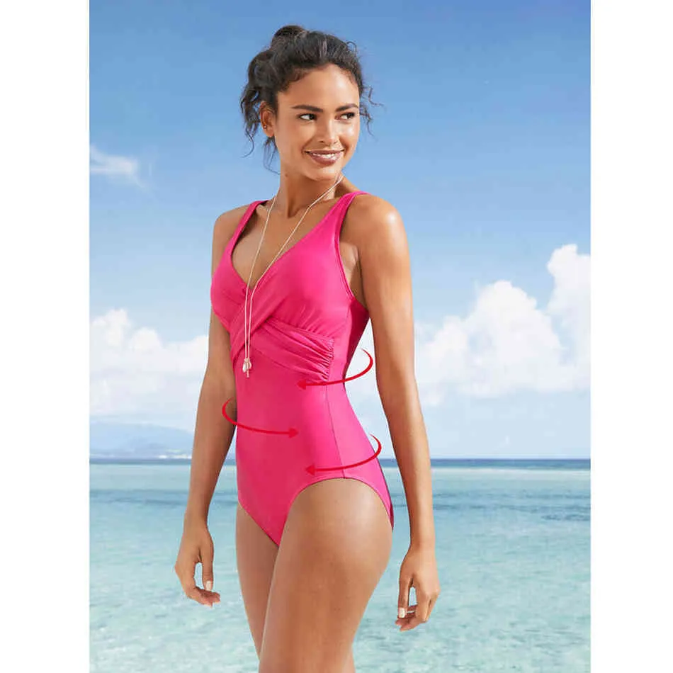 Lifi Solid One Piece Swimsuit Femmes Swimwear Monokini Suite de baignade rétro Vintage de bain Vintage Beachwear Slim Swim Wear M2XL 2106904456