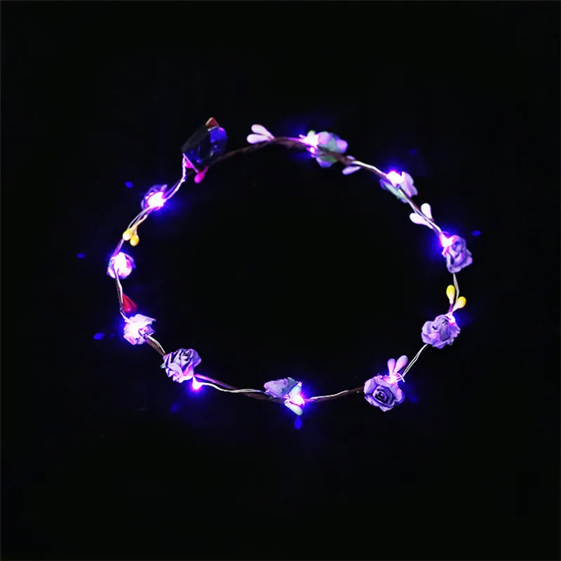 LED LED Lights Lights Strings Flower Crown Opaski na głowę Światło włosy Wreniach Fryzjer Garlands Kobiety świąteczne impreza Wewnienia 5131531