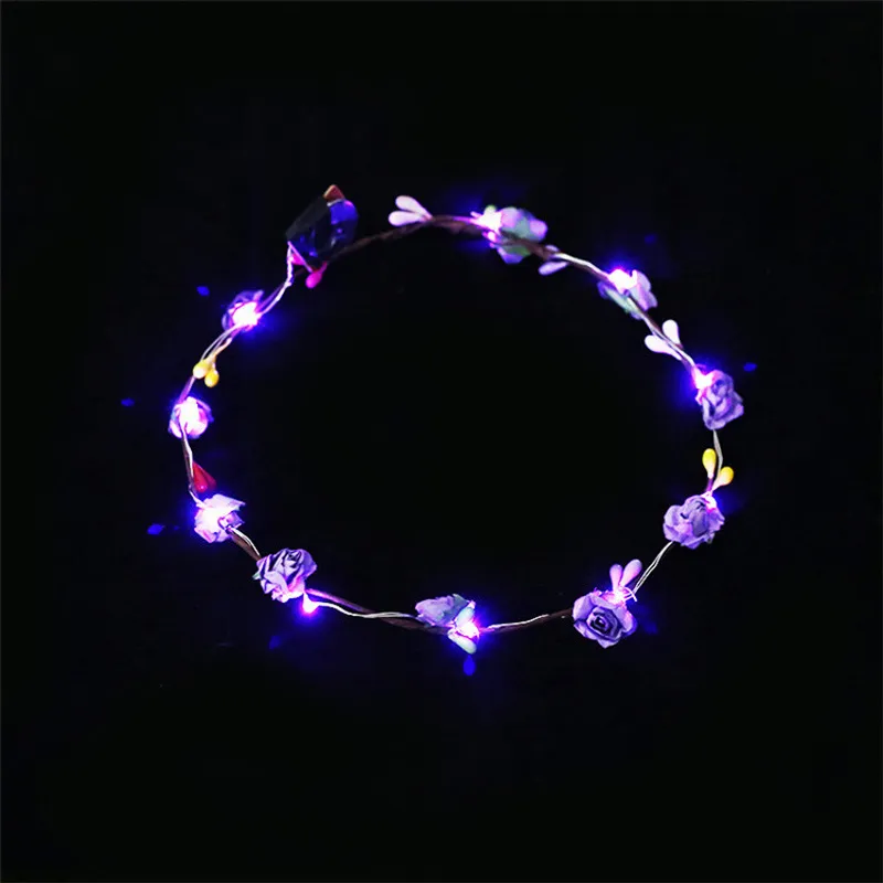 LED -pannbandslampor Glödsträngar Flower Crown Pannband Ljus upp hårkrans Hårband Garlands Kvinnor Julfest Wreaths6968491