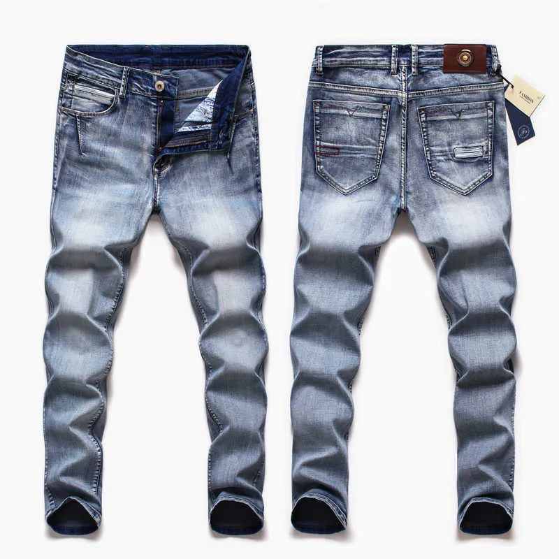 Outono Chegada moda marca homens jeans lavado magro para calças casuais mais tamanho 40 42 44 210716
