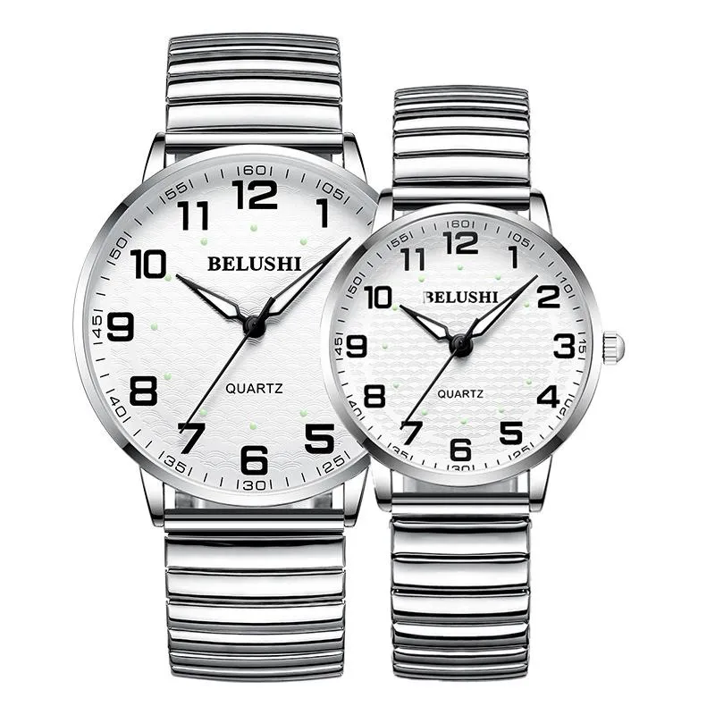Armbanduhren Paar Uhren für Mama Papa Stahl Wasserdicht Große Zifferblatt Leucht Datum Uhr Männlich Hodinky Mode Quarz Lovers282L