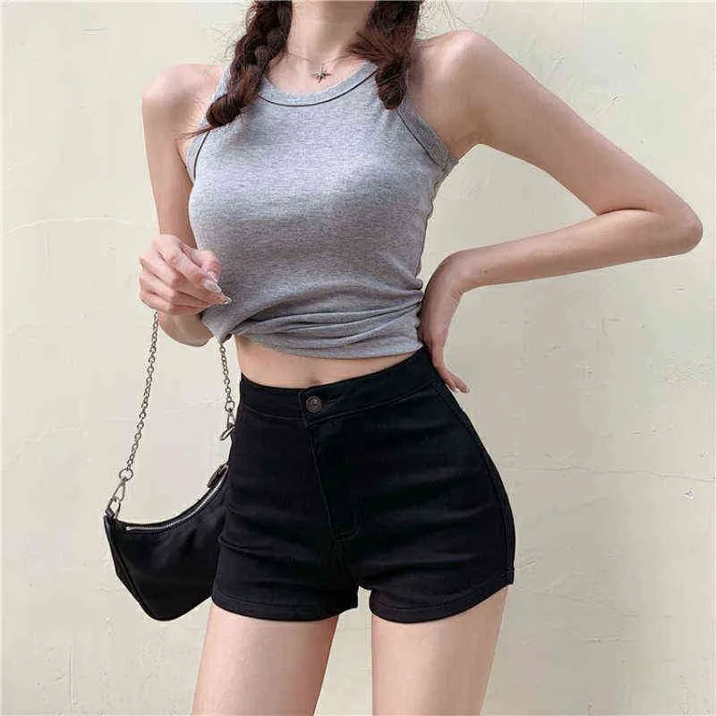 Vintage Shorts Women Pockets High Waist Slim Korean Style Ladies Party Casual Solid Streetwear All-match Stylish Summer Clothing Y220311