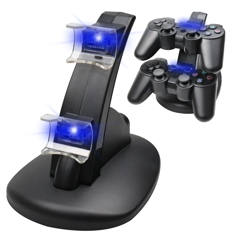 LED Işık Çift Şarj USB Şarj Dock Standı Şarj PlayStation 3 Kumanda Control Console PS3 Controle Gamepad Aksesuar için Konsol