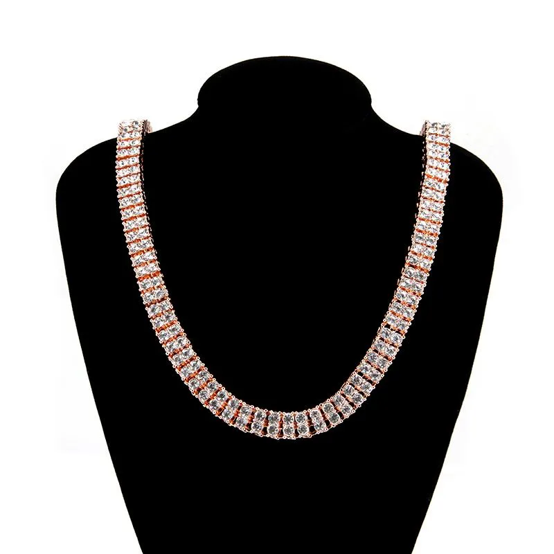 Ожерелье на заказ, ювелирные изделия, мужские хип-хоп блестящие теннисные цепочки со льдом, ожерелья, браслет шириной 8 мм, 2-рядное колье, длинная звеньевая цепочка, подарок337T