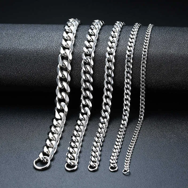 Modyle novo punk vintage curb chain pulseira moda preto ouro prata cor pulseiras de aço inoxidável para homens mulher x0706287h