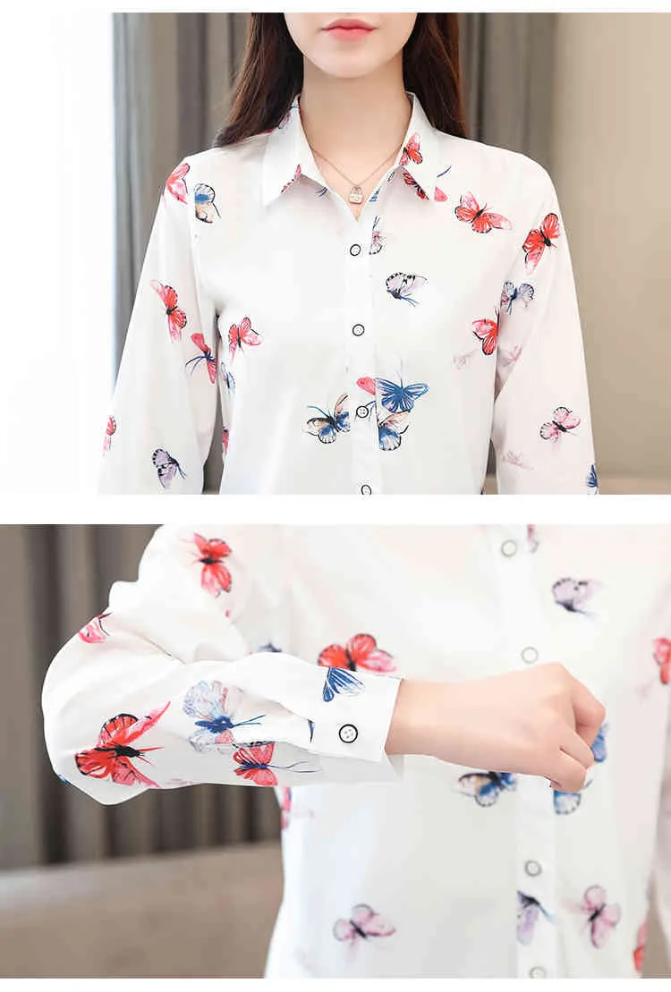 Blusas Mujer de Moda Femmes Chemisier Chemise Automne Papillon Manches longues Style coréen Vêtements décontractés 1527 45 210427