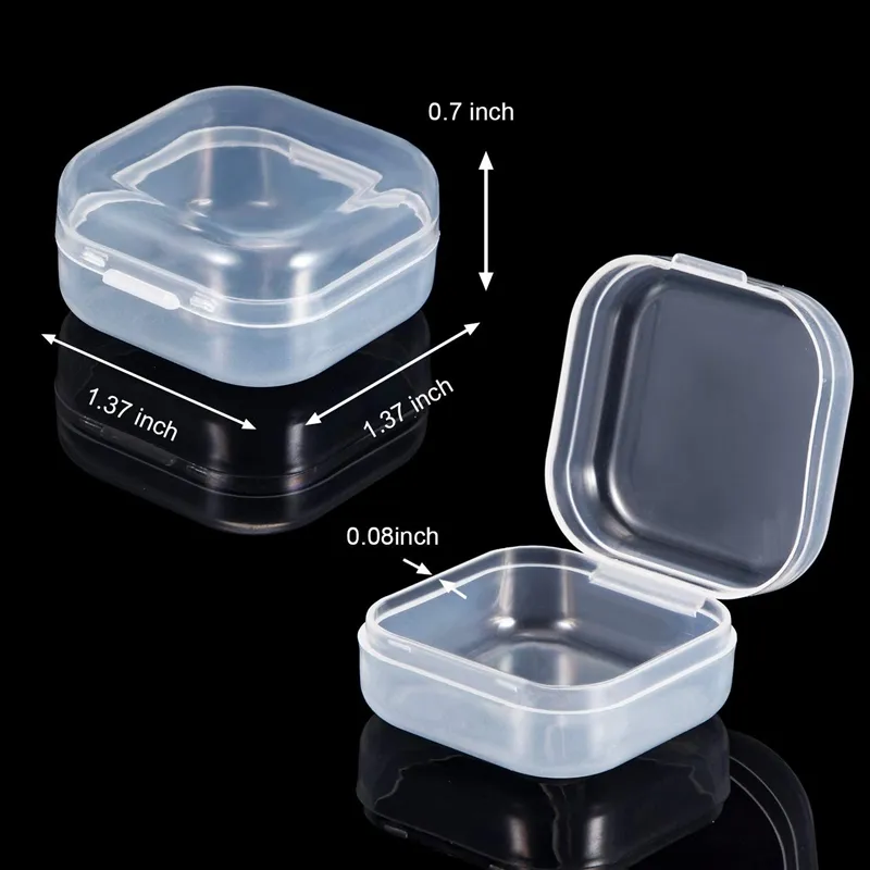 24 stks Kleine Clear Plastic Beads Storage Containers Box met scharnierend deksel voor opslag van kleine artikelen Ambachten Hardware