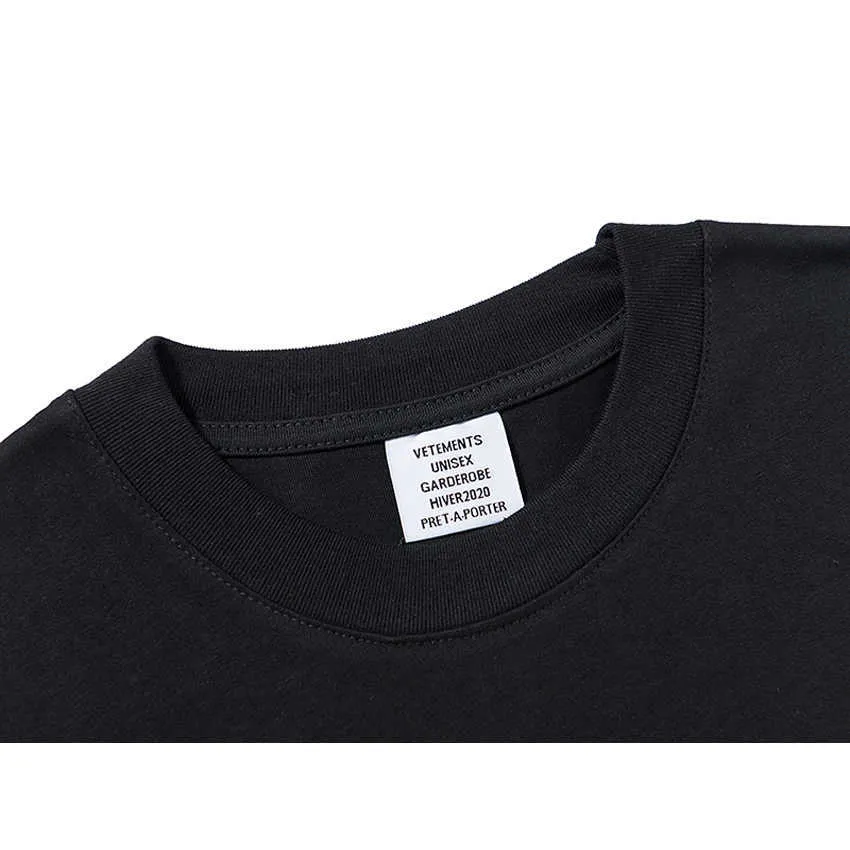 vetements Tシャツ男性女性正面印刷済みのベテミング長袖拡張紙ラベルVTM TシャツX0726