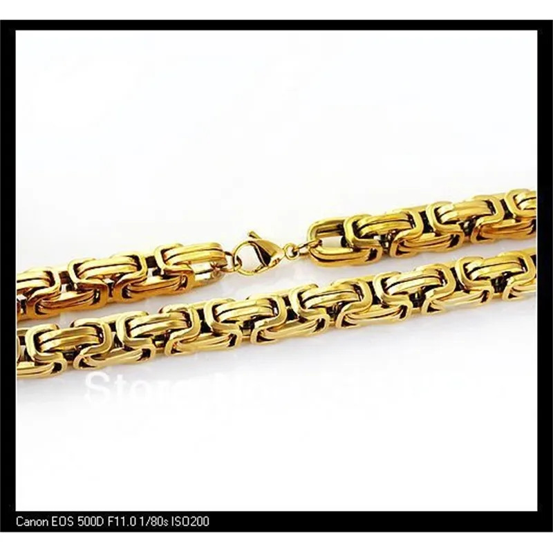 Est jóias charmoso men039s id pulseira 15mm aço inoxidável tom de ouro corrente pulseiras para homem 866quot alta qualidade 6241131