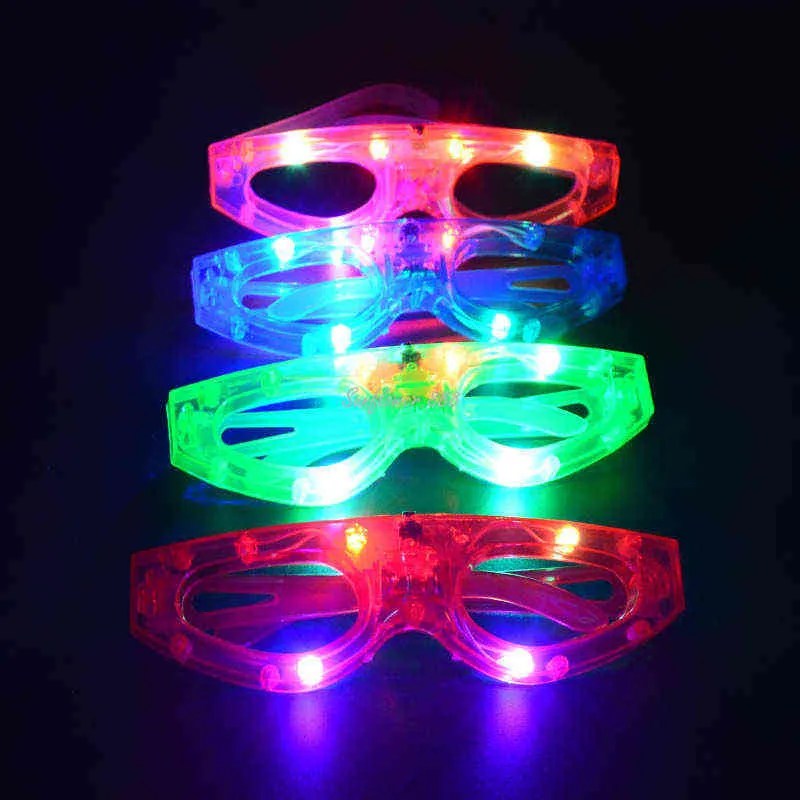 Adult Kids LED Glasses Light Party Sunglasses Mardi Gras Glow In Dark Shutter Shades Neon Flash Christmas Birthday 2022 211216