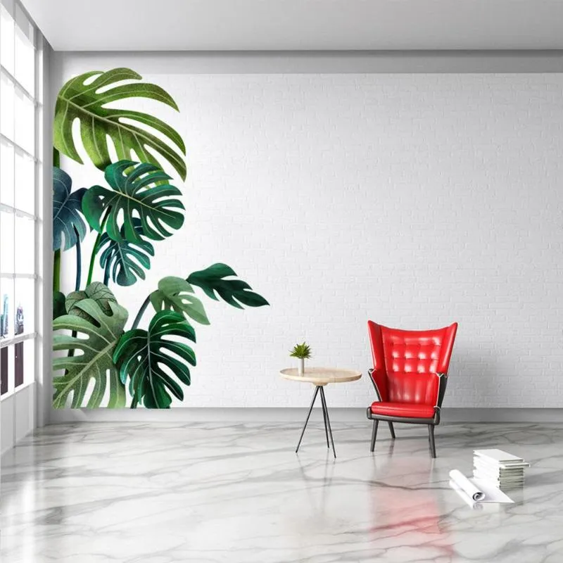 Adesivi murali 2 pezzi Adesivo foglie autoadesive PVC Pianta tropicale Sfondo Stile nordico Art Home Decor Whole299F