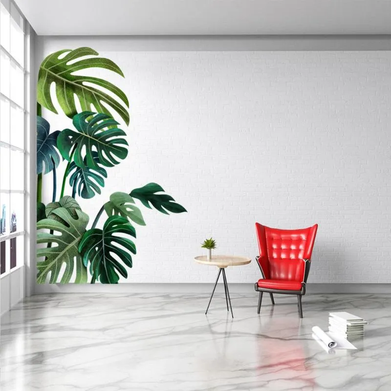 Wall Stickers Self-adhesive Leaves Sticker PVC Tropical Plant Background Nordic Style Art Home Decor Whole2759