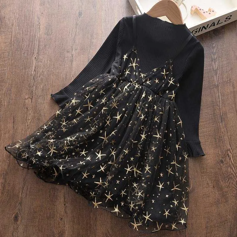 Bear Leader Girls Dress Pentagram Princess Dress Abbigliamento ragazze di marca Abbigliamento bambini Abiti ragazze in stile europeo e americano 210708