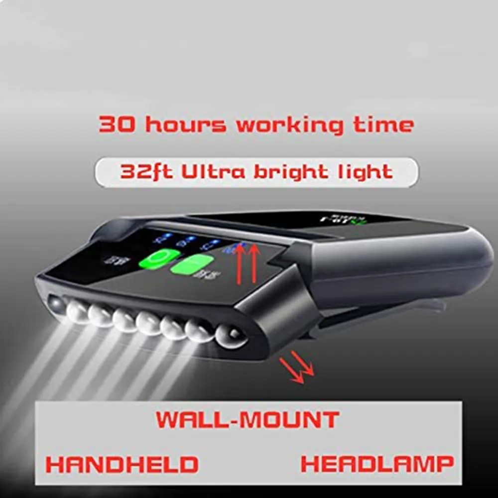 Rechargeable Headlight Induction Clip Cap Lamp Super Bright LED Flashlight Waterproof Night Fishing Camping Light Power Display8838275