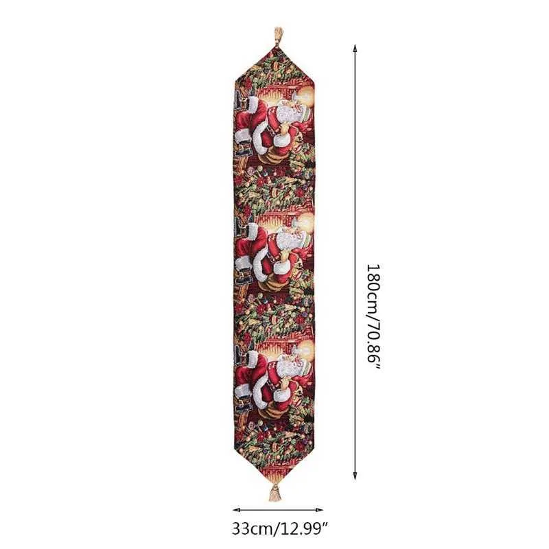 Chemin de table de Noël de vacances de 13 x 70 po avec glands, écharpe de commode à fleurs florales en mélange de coton et polyester 210708