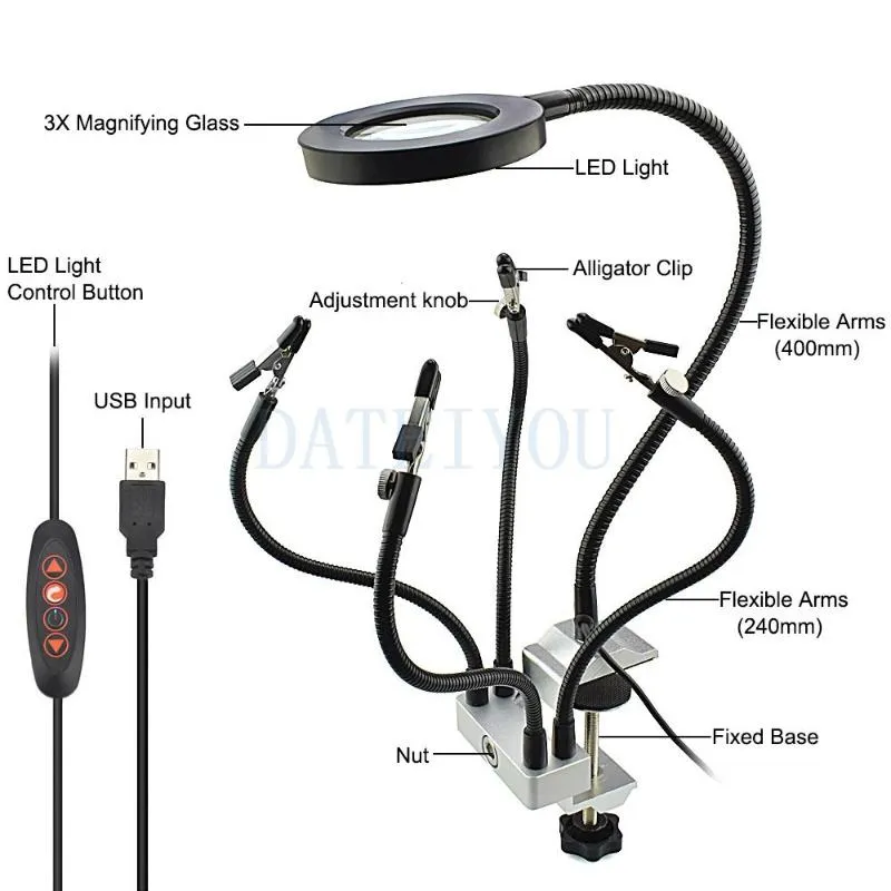Lampen -Vergrößerungsreparatur 360 Grad Hardware Tool Circuit Board Schweiß Assistent Tischlampen265f