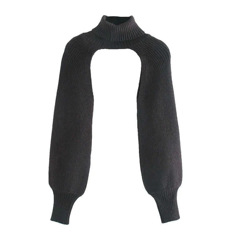 Za vrouwen mode armwarmers gebreide trui vintage hoge hals lange mouw vrouwelijke truien chique tops 210602