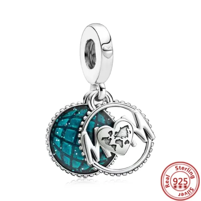 925 Sterling Silver Dangle urok księżyc drzewo śnieżynka korona kubek koralik Fit Pandora Charms bransoletka DIY biżuteria akcesoria