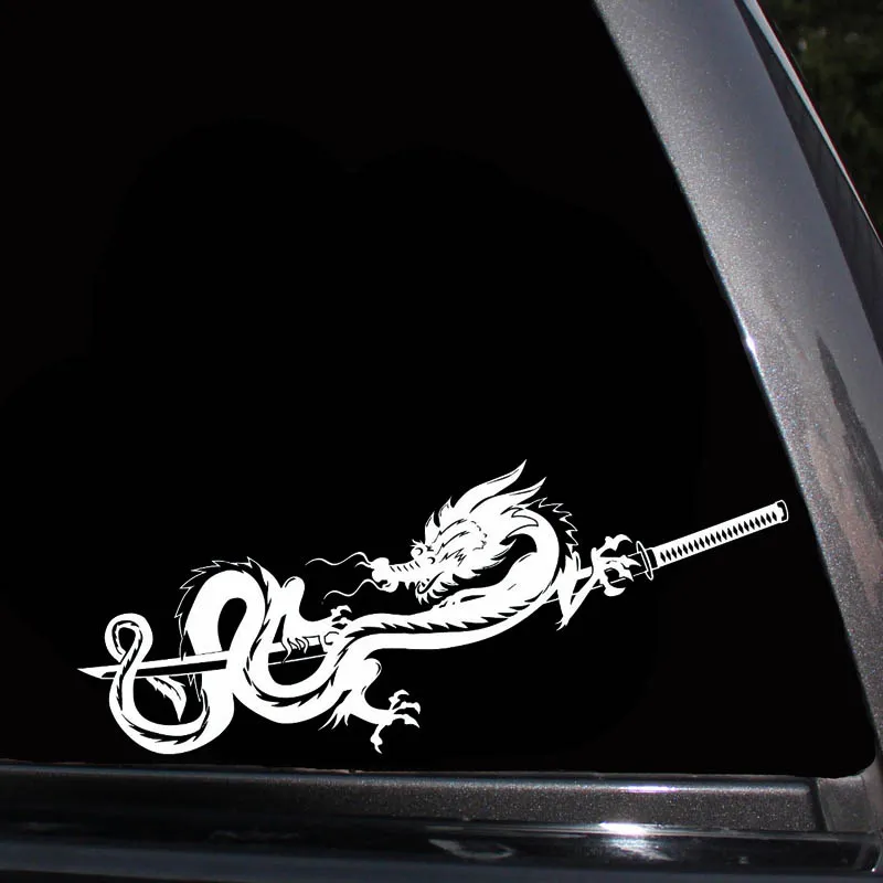 Autocollant de voiture symbole Dragon samouraï OEM, 18.2x7.6CM, autocollant de soldat noir/argent couvrant la carrosserie en vinyle