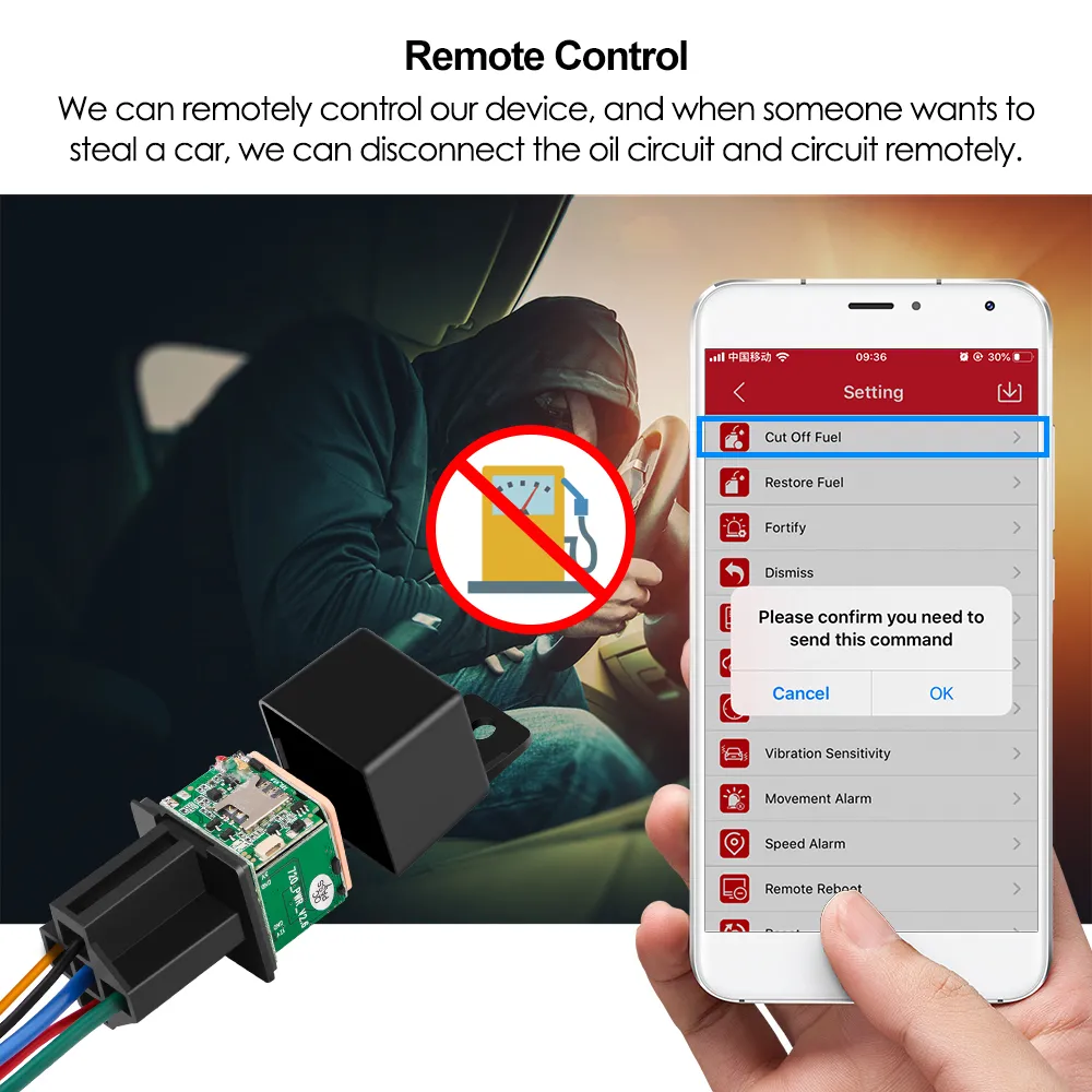 Mini GPS relé dispositivo de seguimiento GPS última versión MV730 ACC alarma de remolque corte de combustible 2G GSM rastreador Geofence rastreador de vehículos