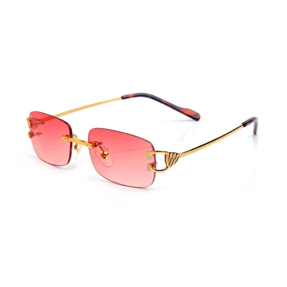 Carti Brown Designerin Sonnenbrille Frauen randlos rotgrün grau blau gläser mods fode metall rechteckig rahmen mody luxury eyewe258k