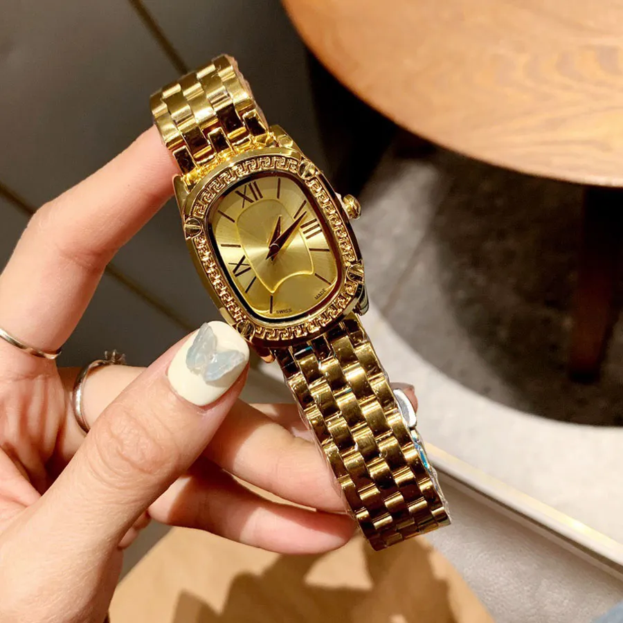Marque montres belles femmes fille Style acier métal bande Quartz montre-bracelet VE212514