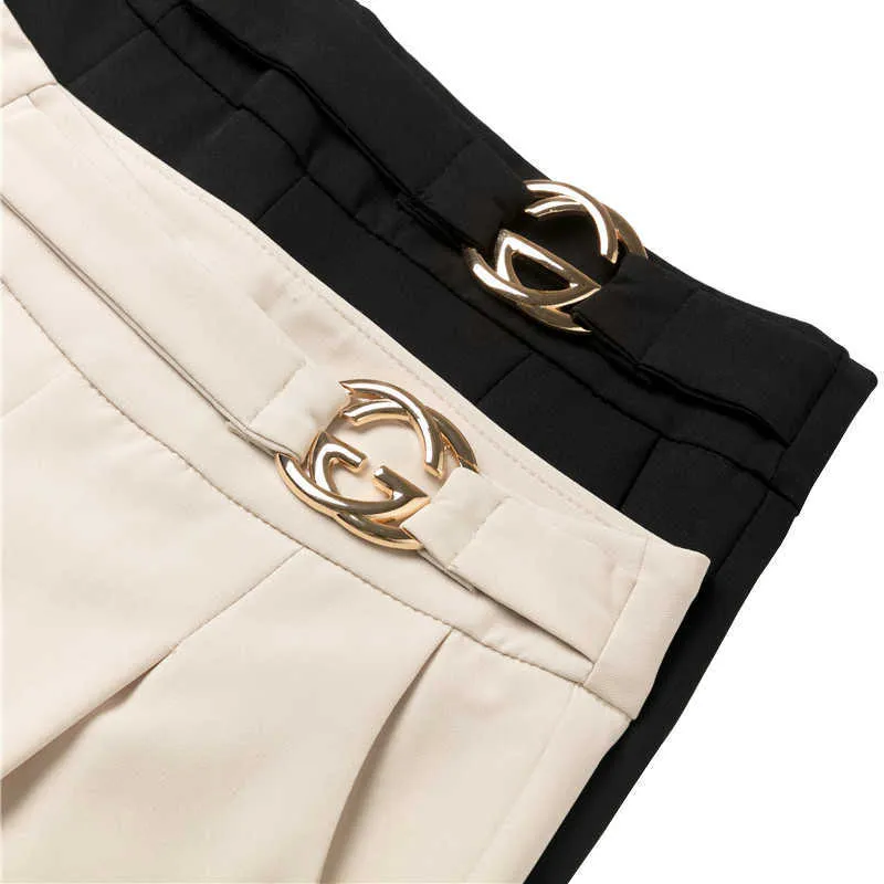 2021 Chic Mode Plus Größe Büro Tragen Haren Hosen für Frauen Böden Hose Vintage Hohe Taille Zipper Fly Weibliche Hosen BFA314 Q0801