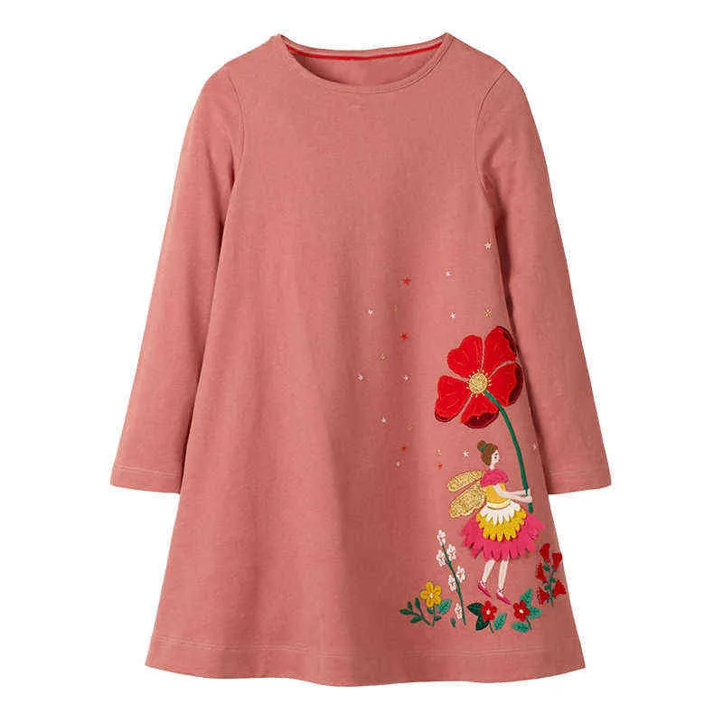 Little Maven Girls Dress Elegant Floral Clothes 100% Cotton Soft Material Kids Love Casual for Children 2 to 7 Years 211029