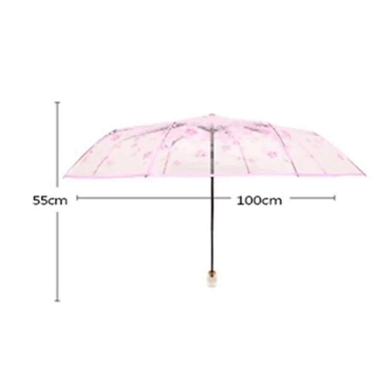 Fiori trasparenti romantici a bolle a bolle Dome Designer carino GOTH ombrello mezzo automatico il vento pioggia pesante Donne del sole ombrello H6070807