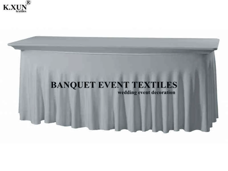 Rectangle Fitted Stretch Spandex Table Cover cloth Lycra Long Bar Cloth For el Event Party Decoration 211103