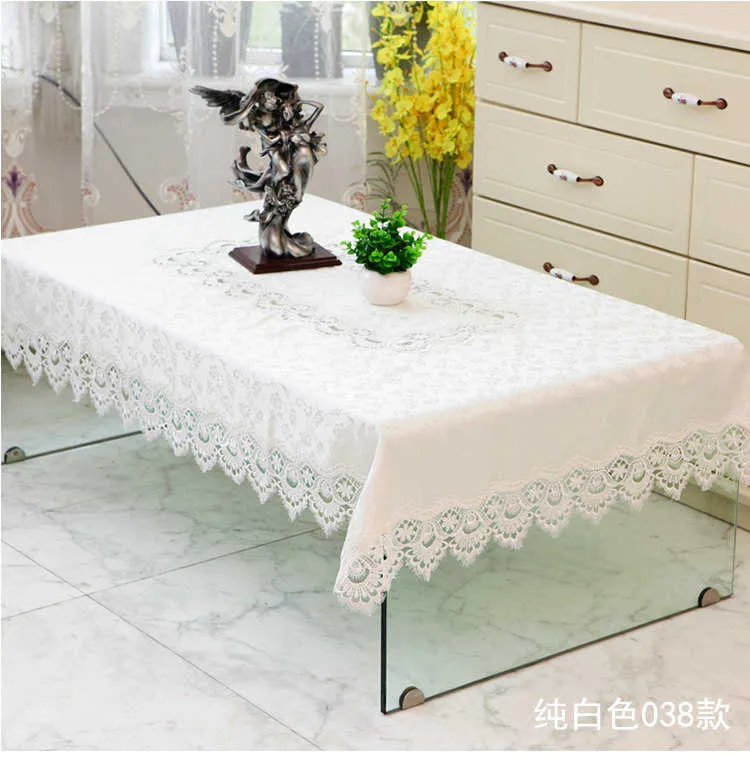 Luxe kant tafelkleed thee doek tv kastdoeken romantische borduurklep voor eettafel kledingdoeken 210626