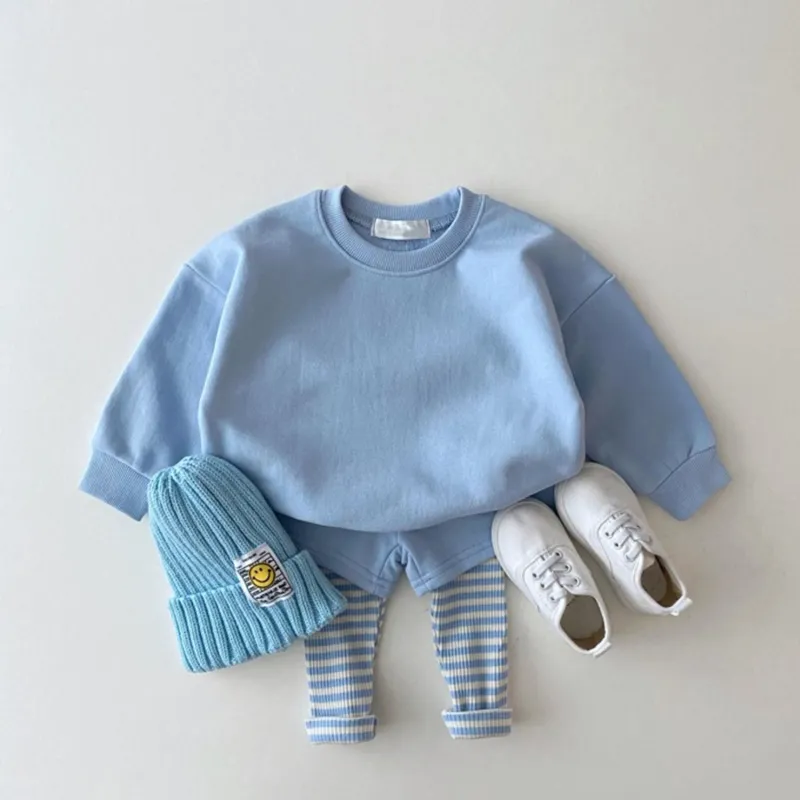 Baby Kleidung Set Casual Kleinkind Kinder Kinder Kleidung Sets Mode Jungen Mädchen Candy Farbe Sweatshirts + Hosen 2 stücke 210515