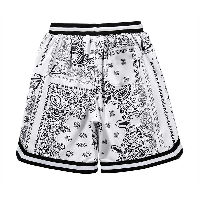 Noir blanc Paisley imprimé Patchwork Shorts été lâche Shorts décontractés pour hommes femmes mode cajou Floral mâle Shorts 2021 C0607