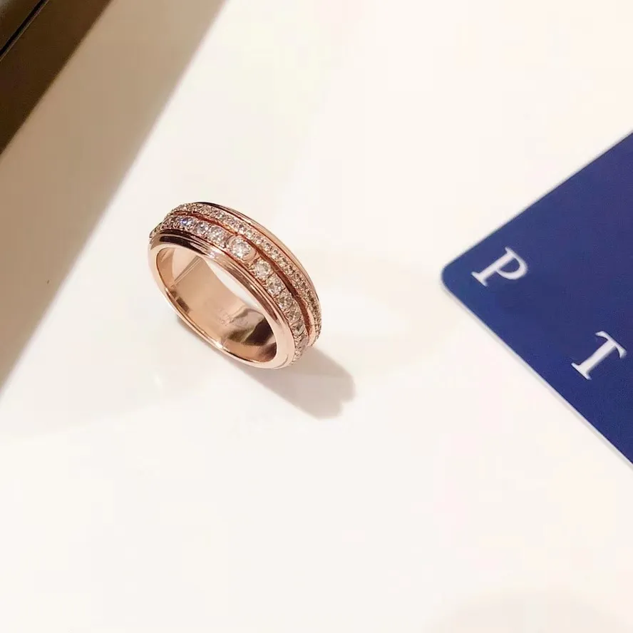 Serie de posesión de anillo de pimiento Rose Rose extremadamente 18k Gold Sterling Silver Luxury Jewelry Rotatable Wedding Brander Anillos 239K