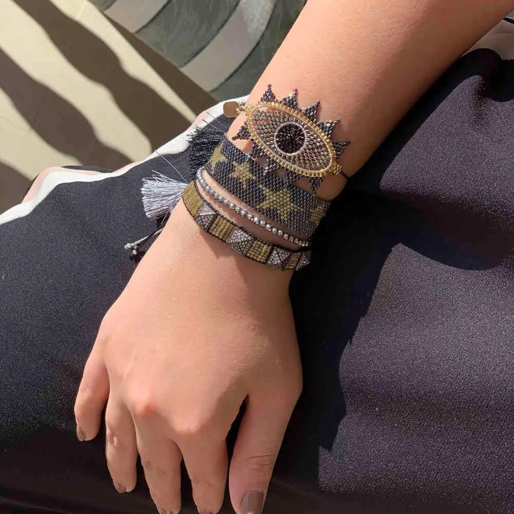 BLUESTAR Turc Oeil Bracelet Perle Bracelets De Mode Star Pulseras Mujer Moda À La Main MIYUKI Brassard