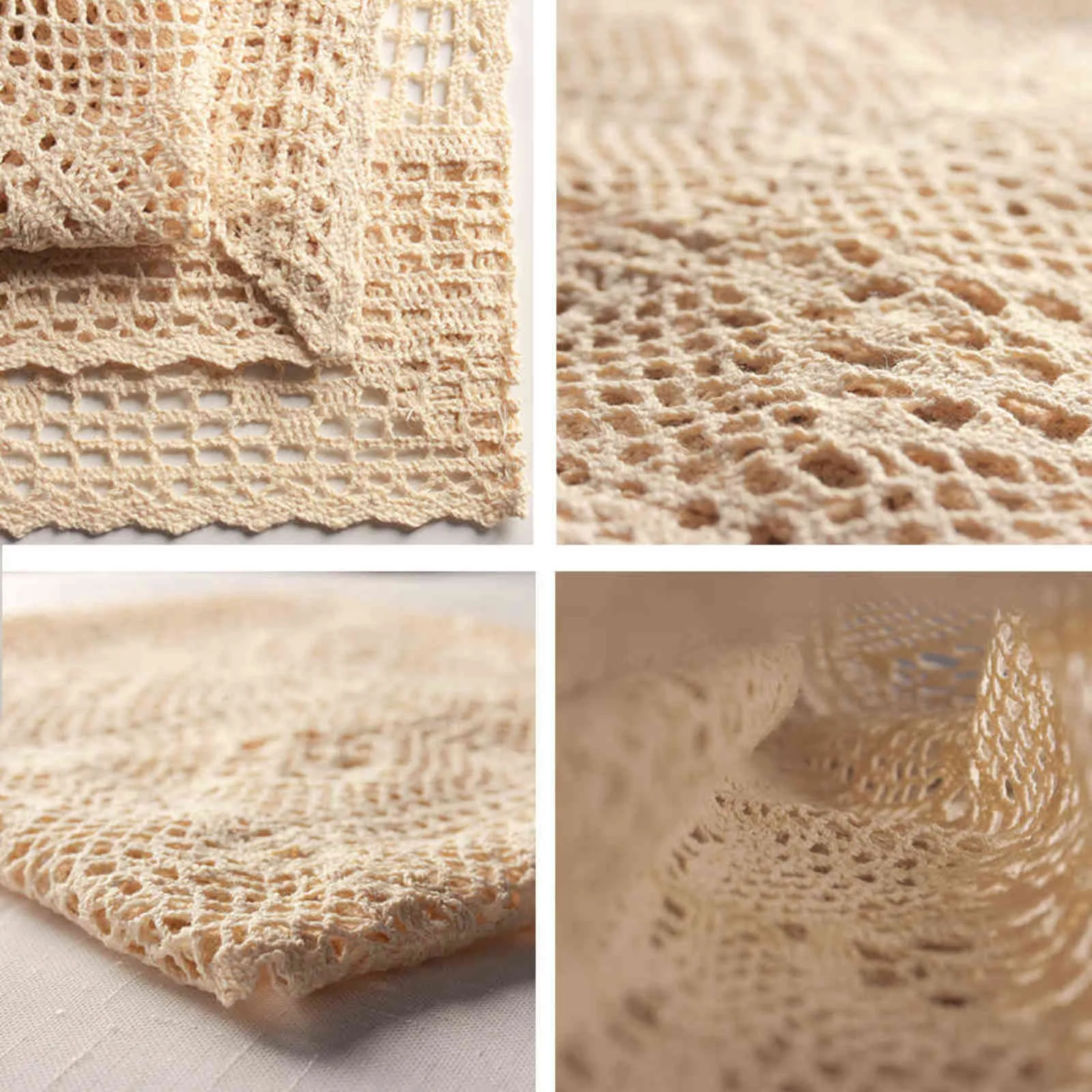 Crochet Hollow Tablecloth Home Decorative Rectangle Fabric Lace Beige Bedroom Coffee Table for Living Room Cover Cloth Mat 211103208r