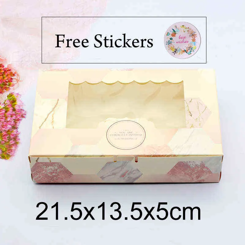 papier cadeau boîte avec fenêtre rose marbre fête de mariage faveurs emballage alimentaire bonbons carton gâteau sacs saint valentin 211108