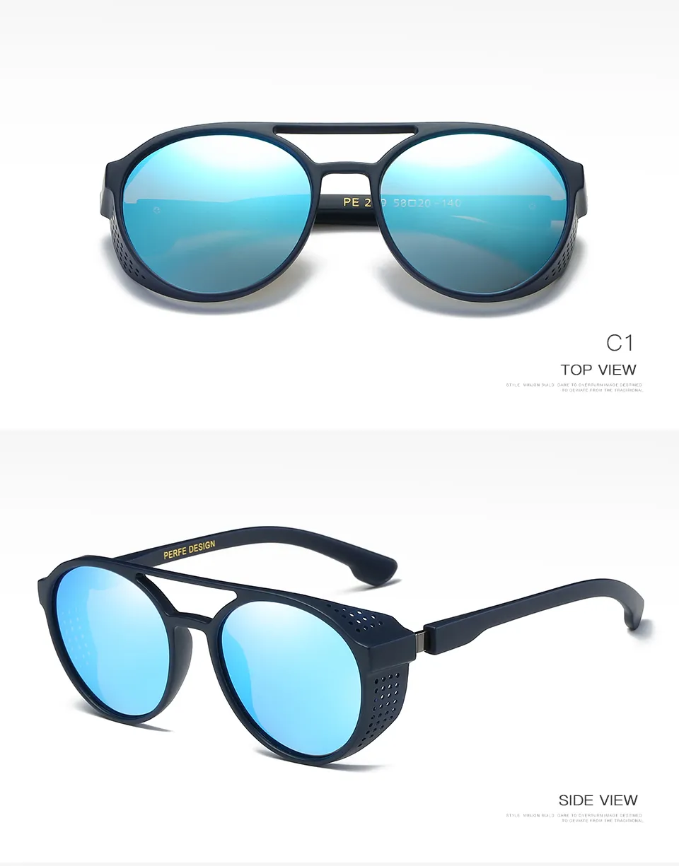 Gafas de sol polarizadas redondas Retro Steampunk para hombres y mujeres, gafas de diseñador de marca, protección UV 293d