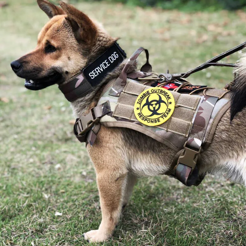 Harnais de chien tactique militaire gilet de chien de berger allemand avec poignée en nylon harnais de laisse de chien élastique pour petits grands chiens chiot 210729