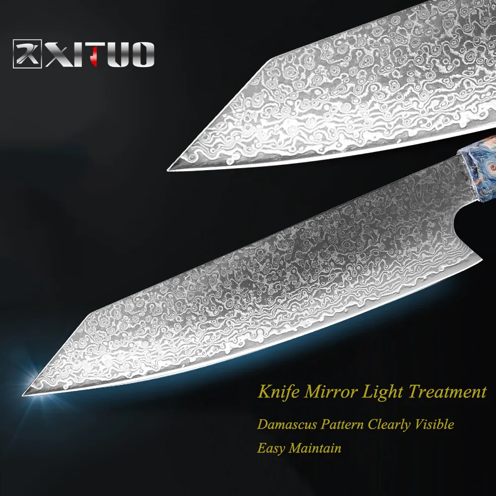 XITUO Chef's Nakiri Knife 67 Layers Japanese Damascus Steel Damascus Chef Knife 8 Inch Damascus Kitchen Knife Solidified Wood HD