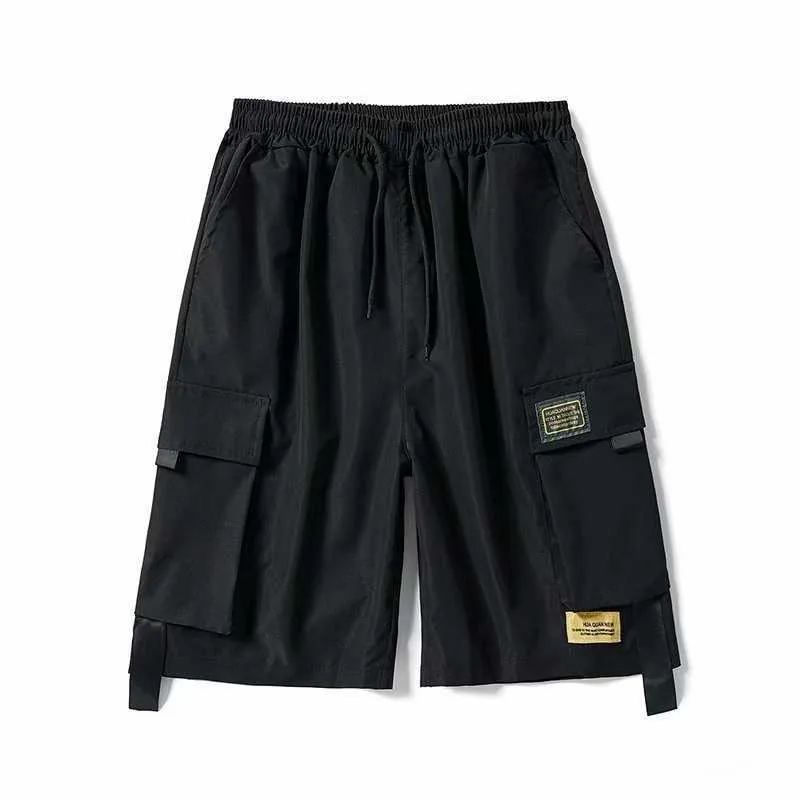 Pantaloncini casual estivi Tasche da uomo Pantaloni cargo neri moda maschile Sport quotidiano Streetwear Techwear Army Beach 210714