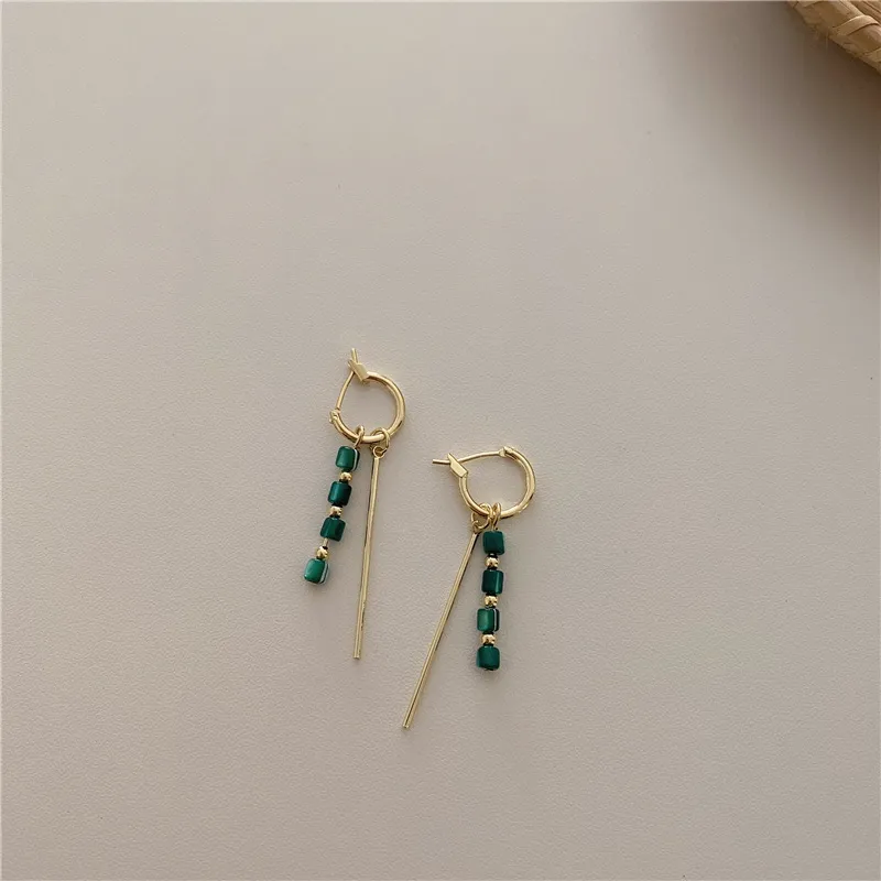 Vintage vert perle balancent coréen or couleur Huggie boucles d'oreilles pour femmes bijoux dames Pendientes mujer moda 2020