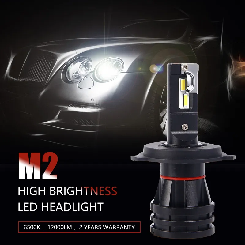 M2 Led bilstrålkastare H4 H7 H1 H8 H11 9005 Hb3 9006 Hb4 9012 H27 Halv- eller helljuslins LED-lampa Turbo Motorcykellampa