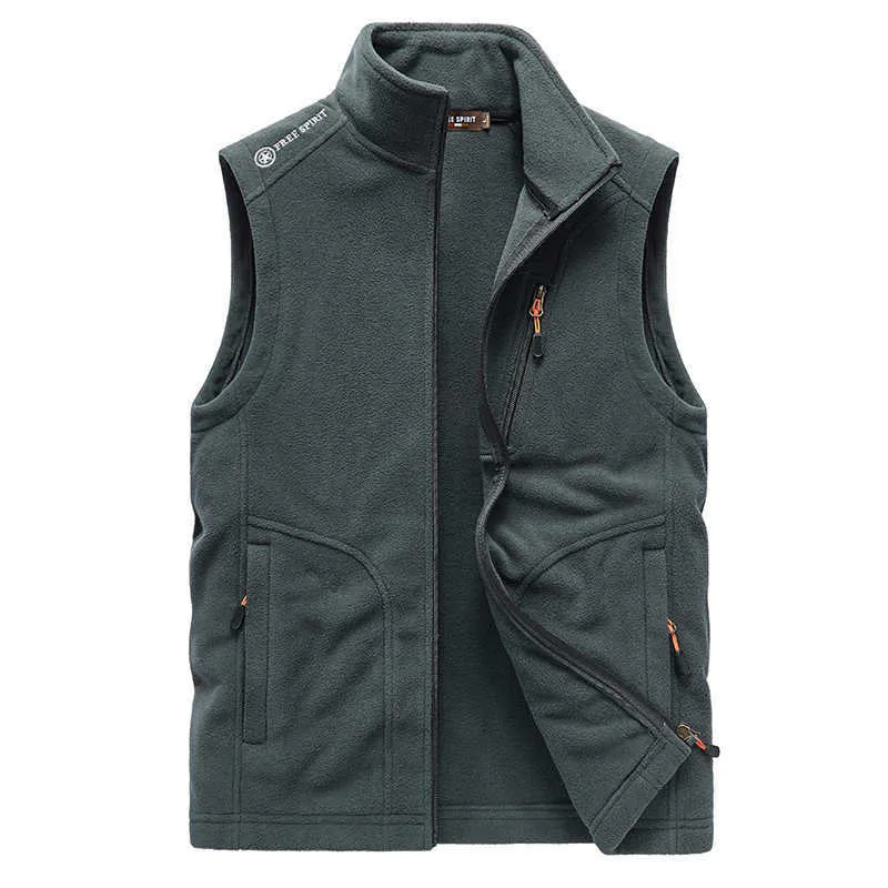 Mannen Warm Fleece Vest Jas Winter Hooded Mouwloze vest Herfst Fashion Casual 210923