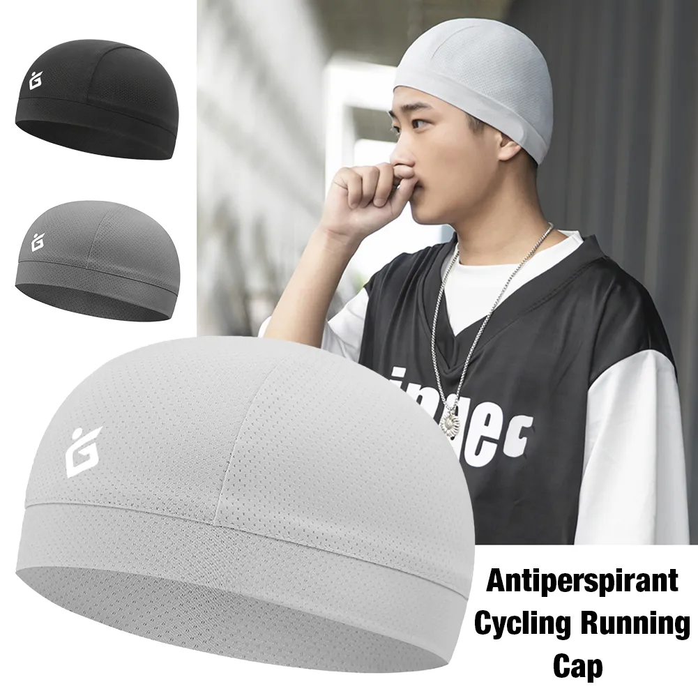 Motorfiets rijden helmen voering hoed koeling skull cap ademende zachte ijs zijde zweetafvoerende fietsen running hoeden open gezicht unisex helm fabrieksvoorziening