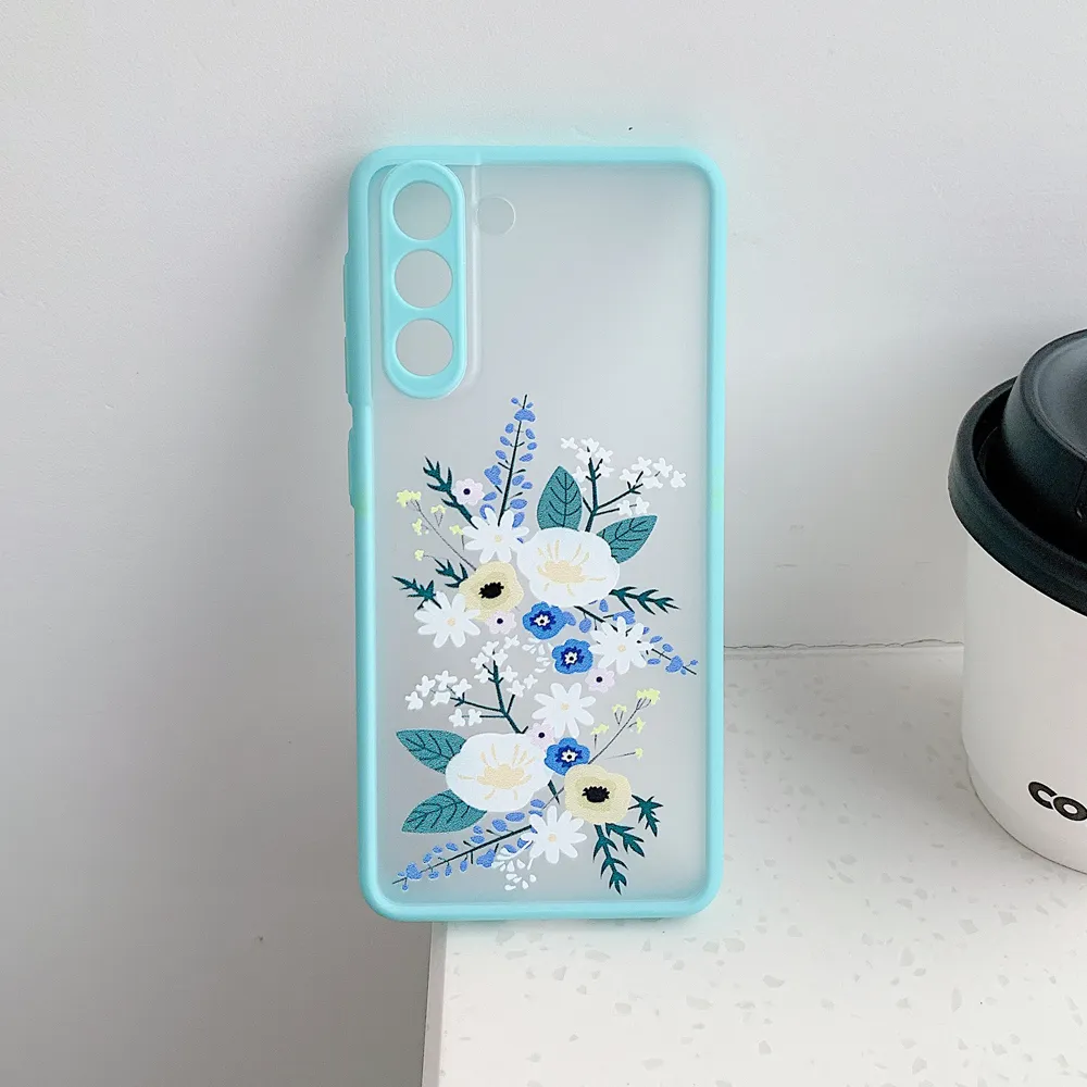 Coque de téléphone transparente à fleurs artistiques, étui Ultra antichoc pour Samsung S21 Plus A52 A72 A51 A71 A32 A21S S20 FE Note 20