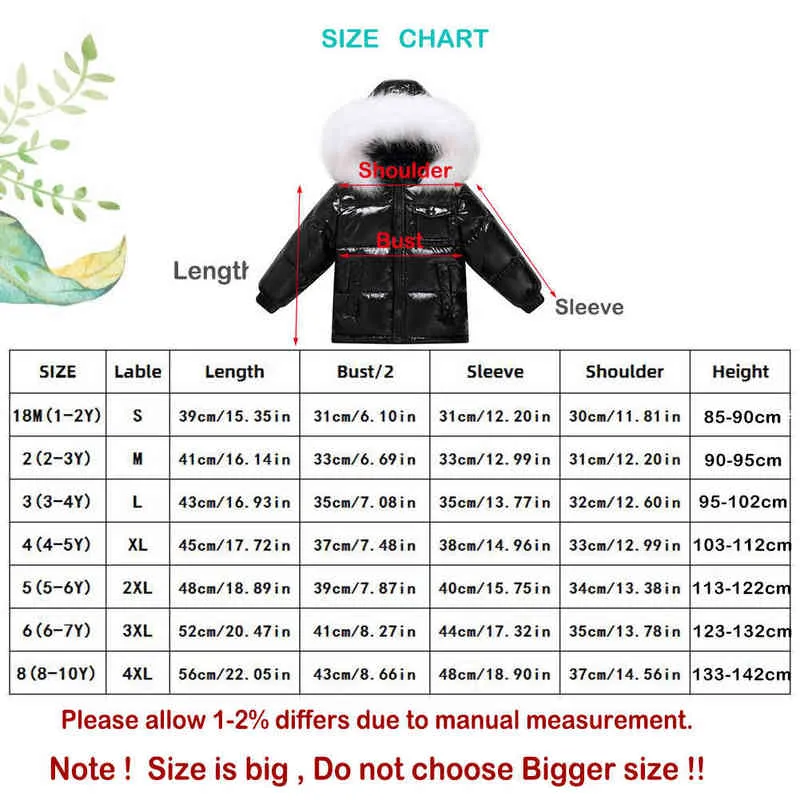 Unisex winter coat down jacket for boys clothes 2-14 y children's clothing thicken outerwear & coats with nature fur parka kids 211203