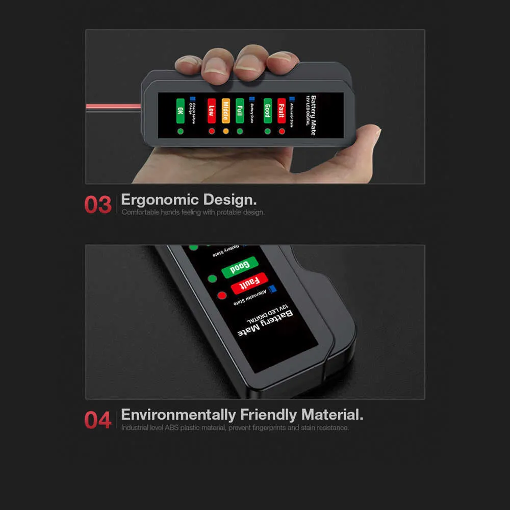 Mini Battery Tester Digital Capacity Checker For 12V Power Supply Measuring Instrument With 6 LED Light Di Car