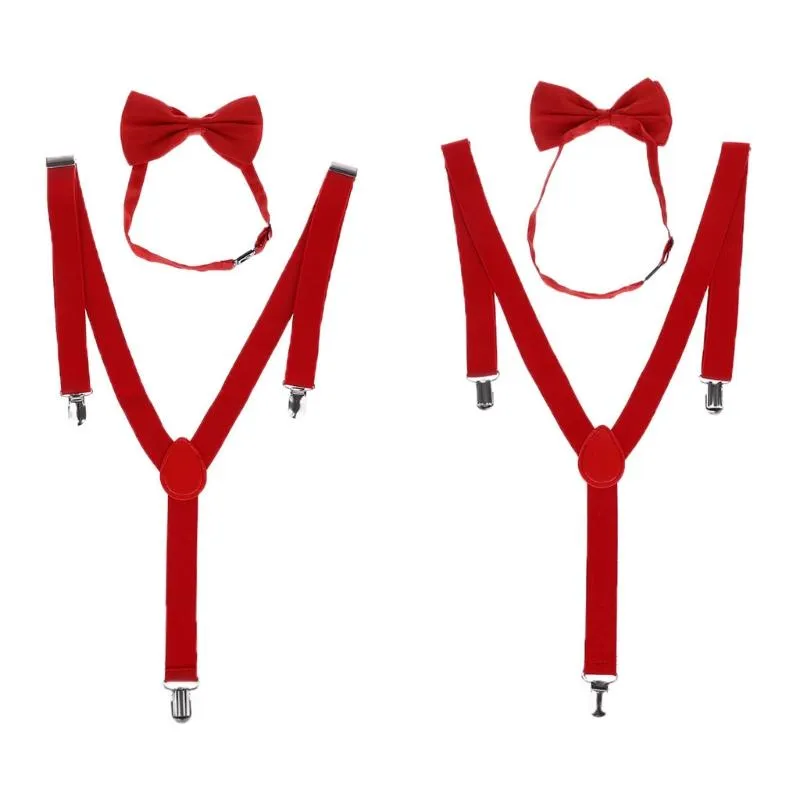 Fashion Unisex Adjustable Y-Back Suspenders Bow Tie Clip-On Braces Elastic Wedding For Men Women Neck Ties252q