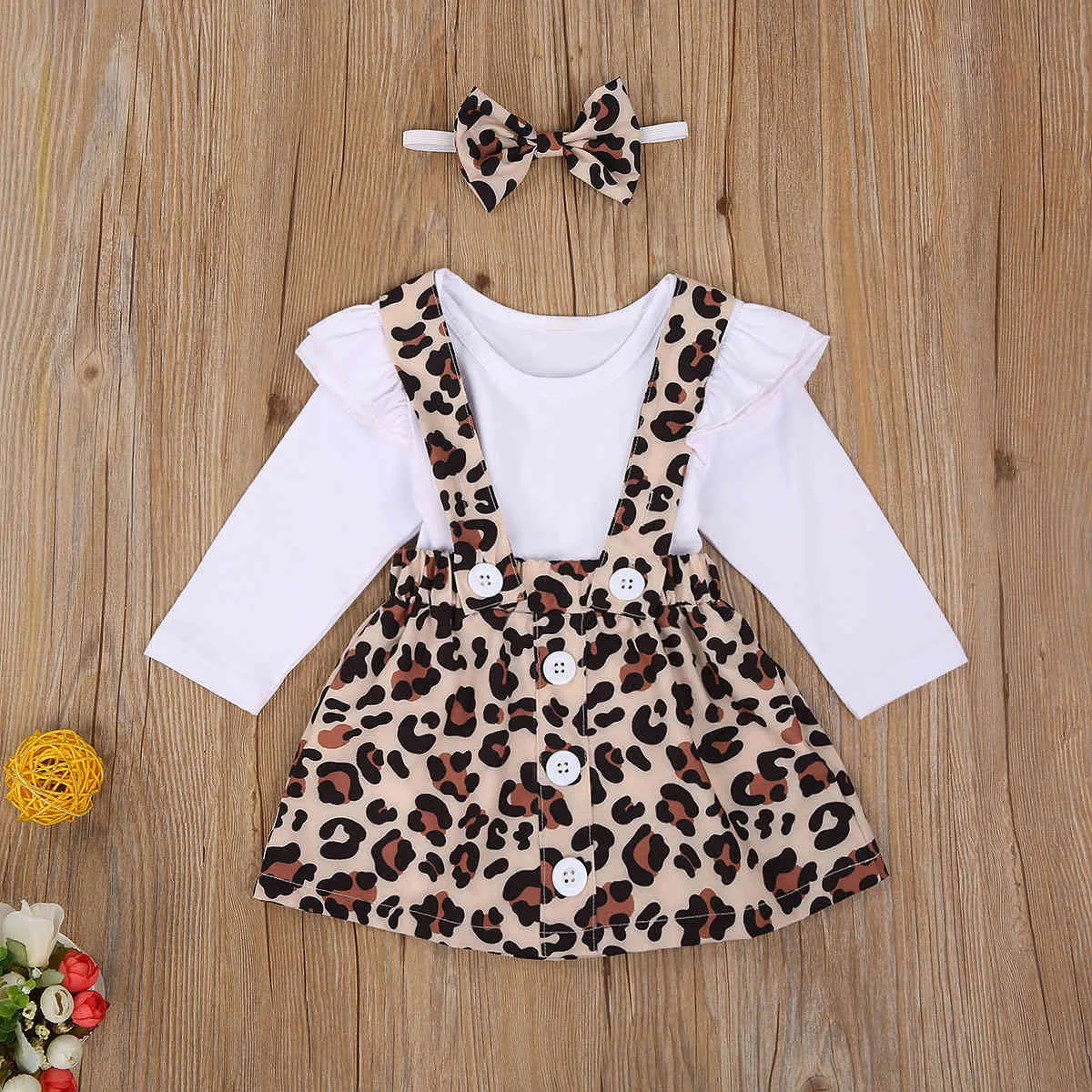 0-24M Autumn Spring born Infant Baby Girls Clothes Set White Long Sleeve Top Skirts Overalls Outfits 210515